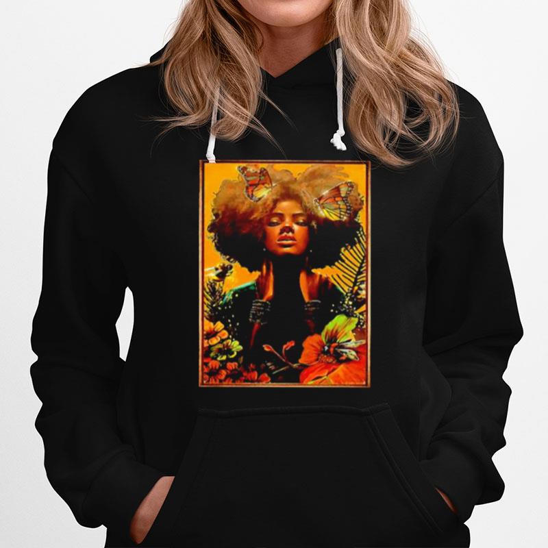 Black Woman With Butterfly Art T-Shirt