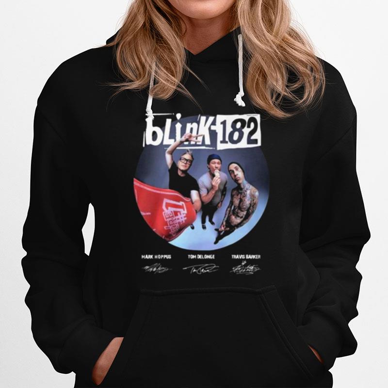 Blink 182 Mark Hoppus Tom Delonge Travis Barker World Tour 2023 Signatures Hoodie