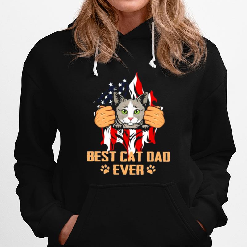 Block Inside My Cat Best Cat Dad Ever American Flag Hoodie