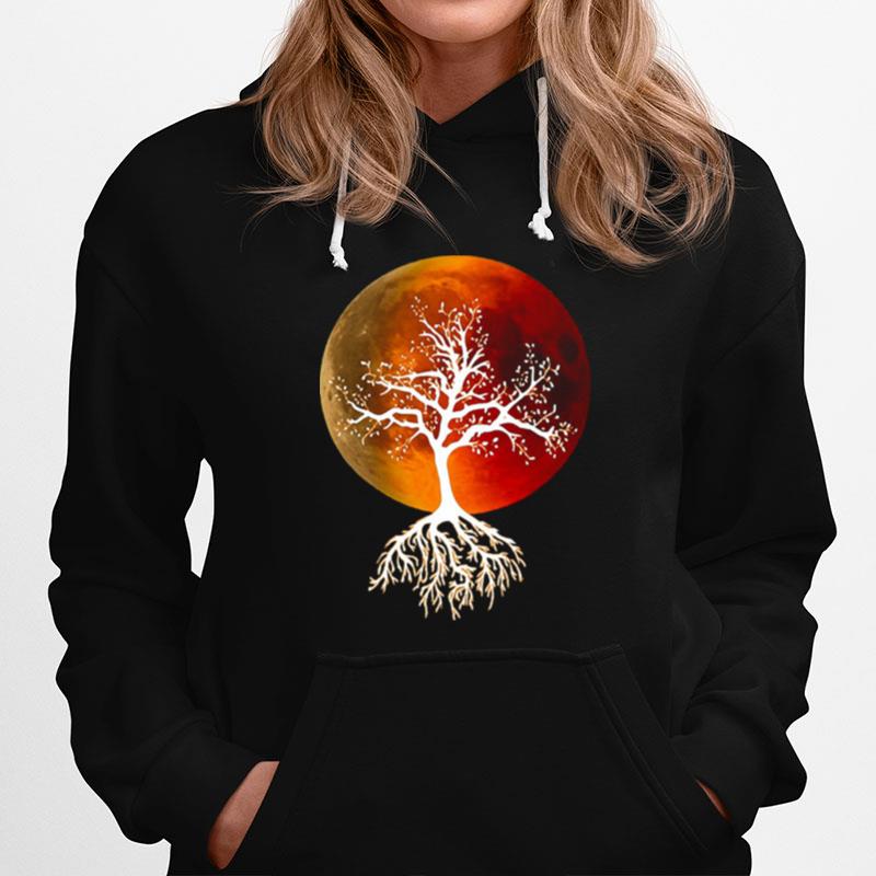 Blood Moon With Tree Moon Lunar Eclipse Moonlight Full Moon Hoodie