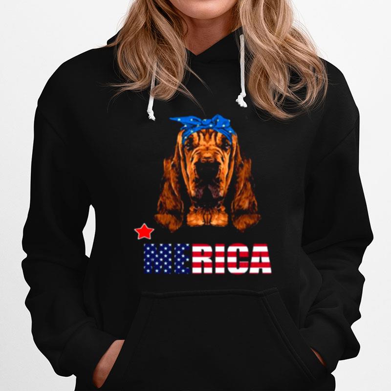 Bloodhound Dog American Flag Hoodie