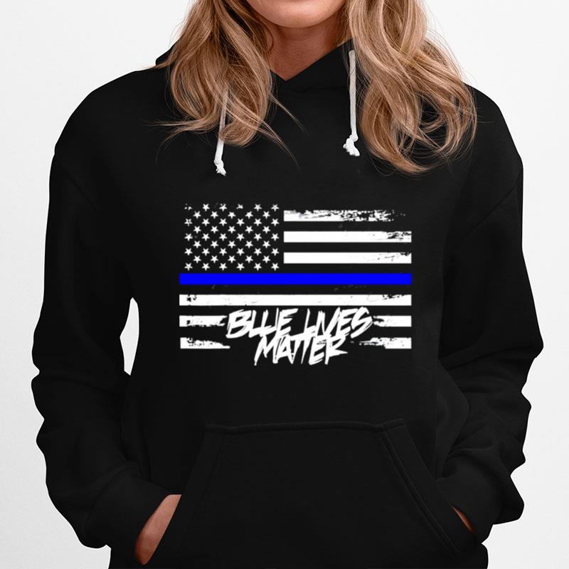 Blue Lives Matter Usa Flag Vintage Hoodie