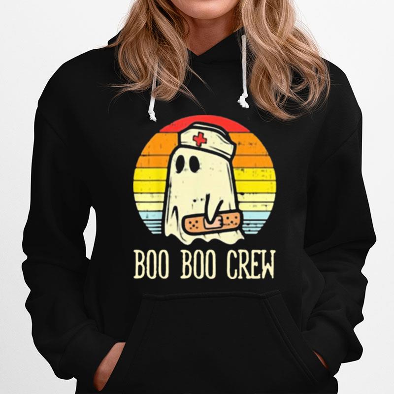 Boo Boo Crew Ghost Nurse Vintage Retro Halloween Hoodie