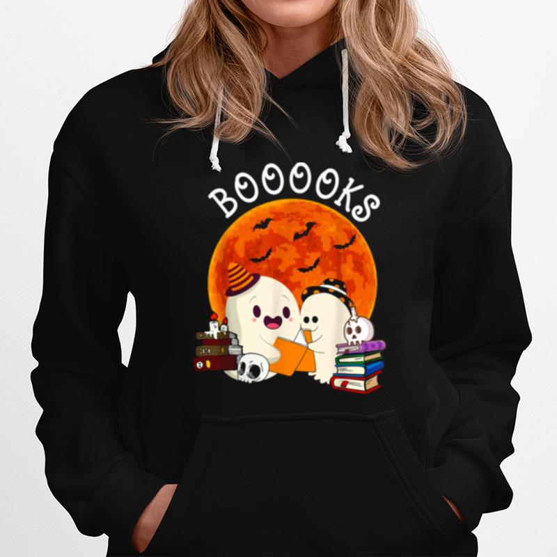 Booooks Ghost Boo Read Books Library Moon Pumpkin T-Shirt