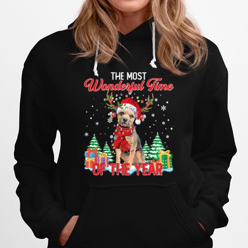Border Terrier Santa The Most Wonderful Time Of The Year Christmas Hoodie