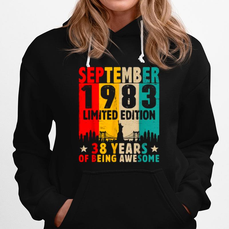 Born In September 1983 Limited Edition 38 Years Of Being Awesome Vintage Hoodie