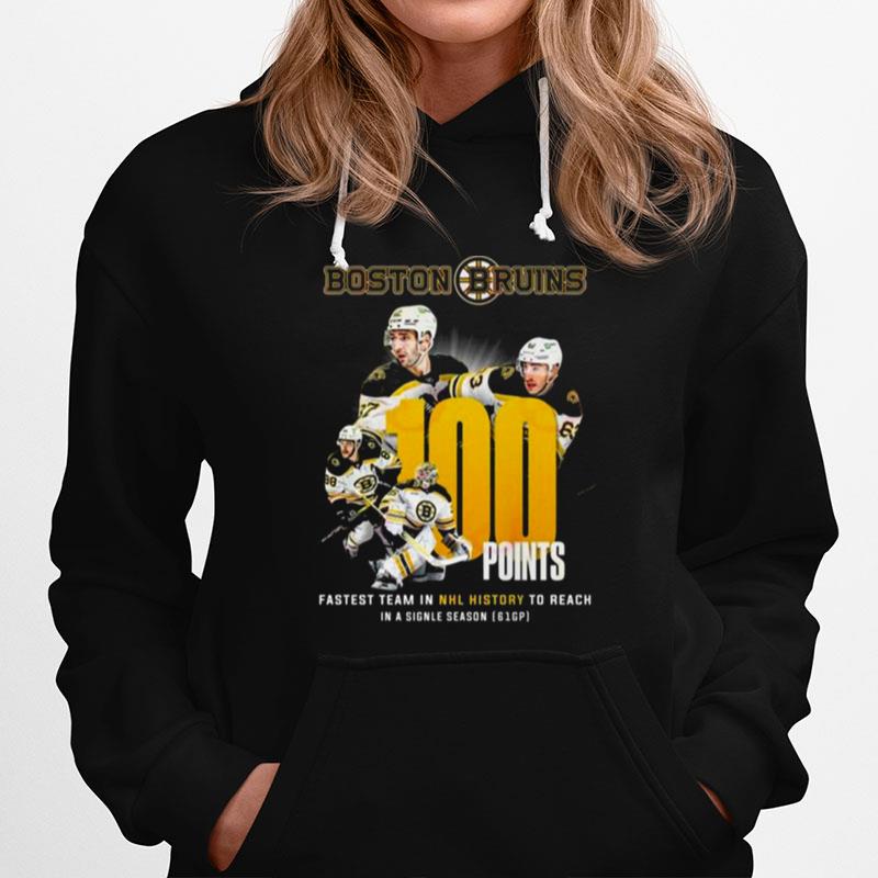 Boston Bruins 100 Points Fastest Team In Nhl History To Reach In A Single Season 61Gp T-Shirt