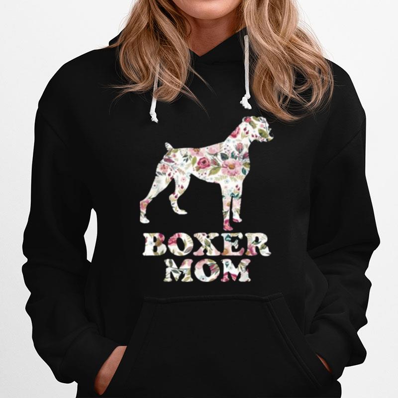 Boxer Mom Funny Dog Mom Flower Graphic Hoodie