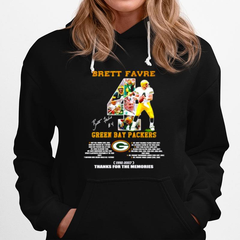 Brett Favre Green Bay Packers 1992 2007 Thanks For The Memoreis Hoodie