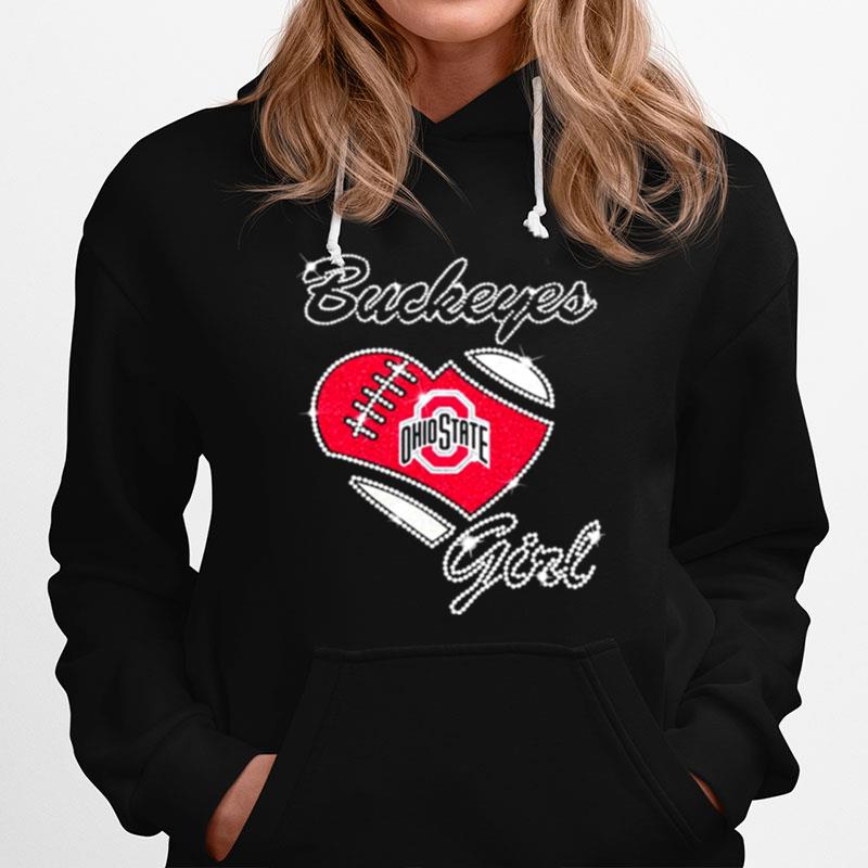 Buckeyes Girl Ohiostate Heart Daimond Hoodie