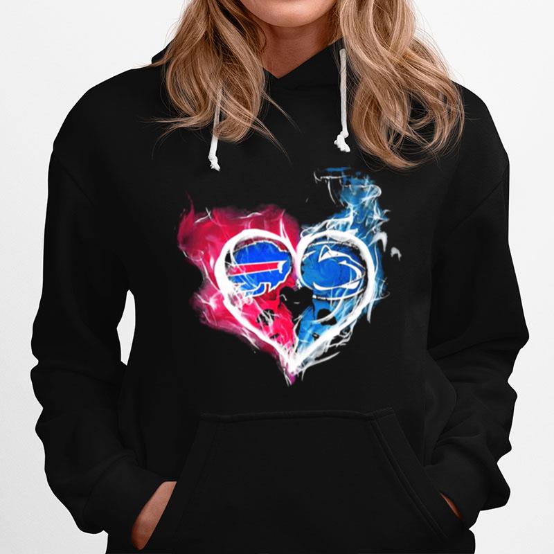 Buffalo Bills Nfl And Penn State Nittany Lions Heart Fire Hoodie