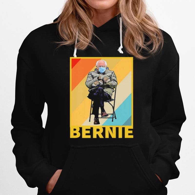 Bundled Up Bernie Meme Funny Mittens Sitting In Chair Hoodie