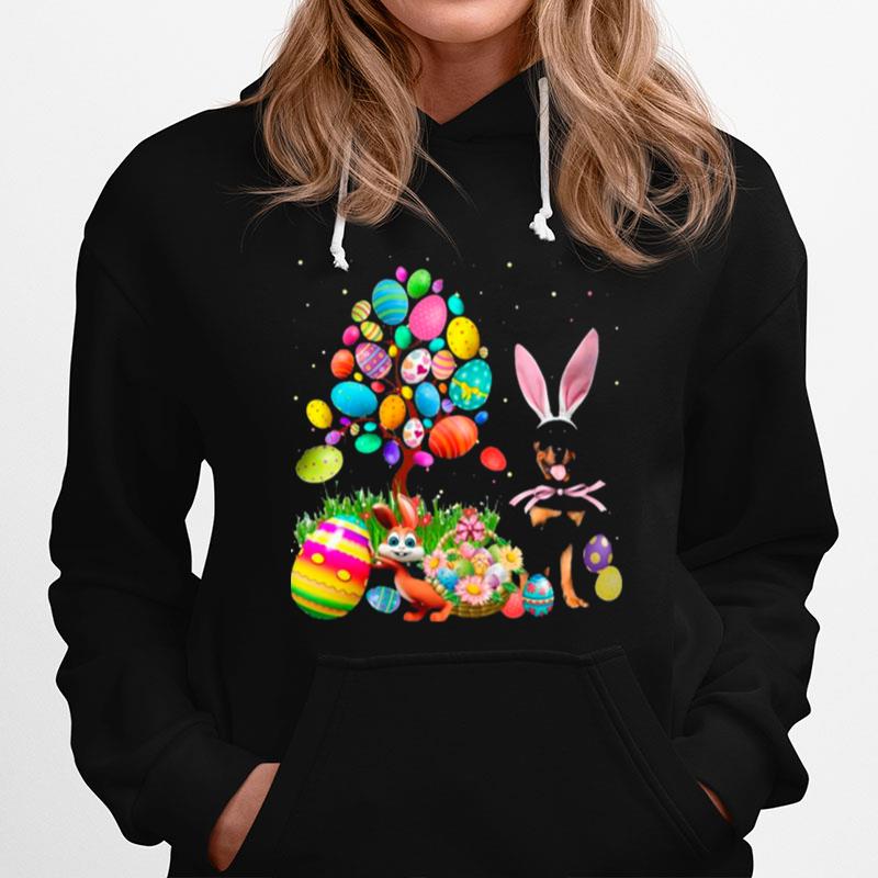 Bunny Rottweiler Dog And Bunny Happy Easter Eggs Hoodie