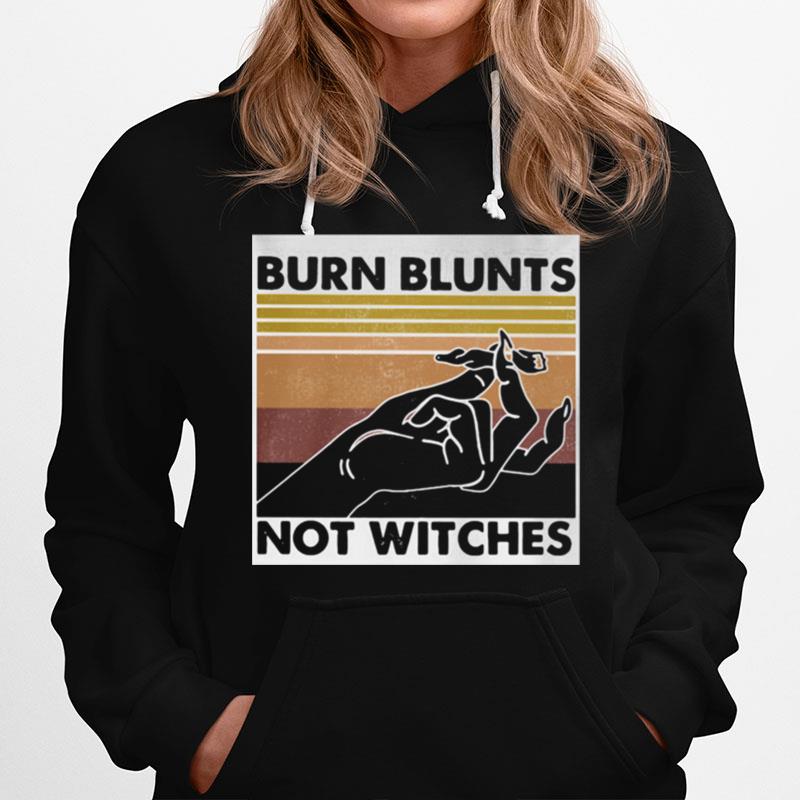 Burn Blunts Not Witches Vintage Retro Hoodie