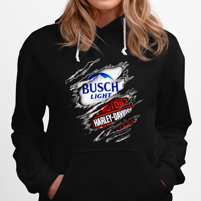 Busch Light Brewed And Motor Harley Davidson Cycles Blood Inside Me Hoodie