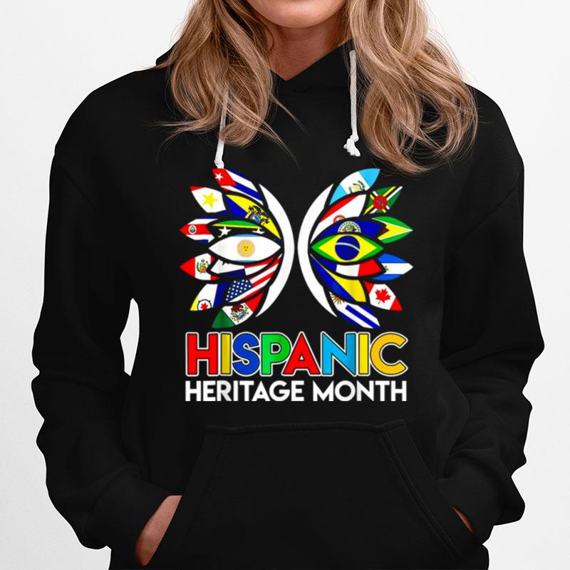 Butterfly Hispanic Heritage Month Latino All Countries Flags Hoodie