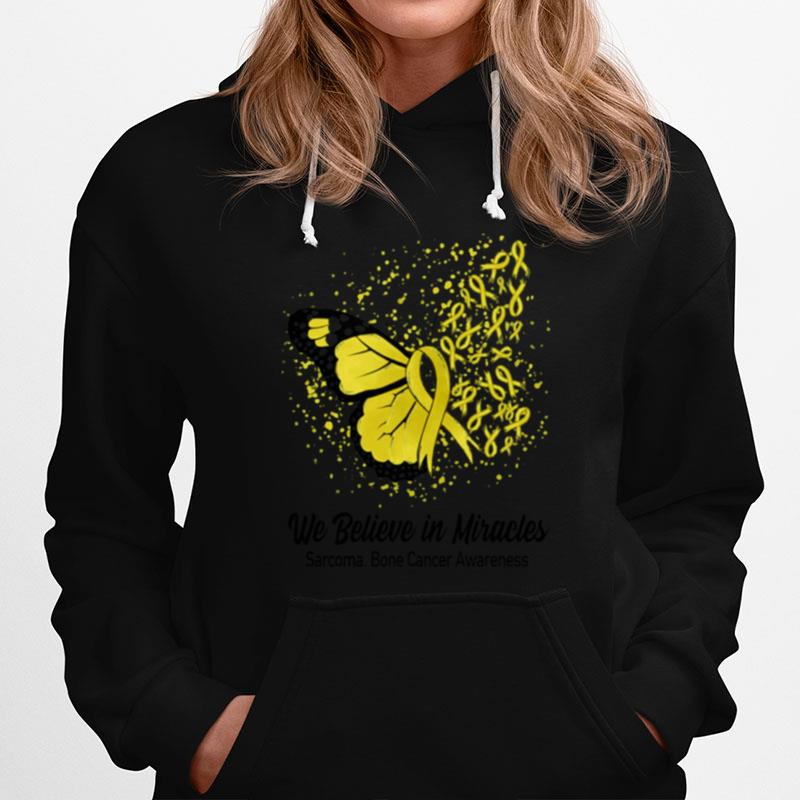 Butterfly We Believe In Miracles Sarcoma Bone Cancer Awareness Hoodie