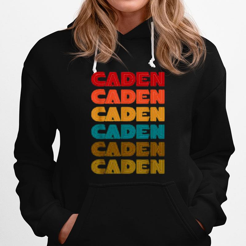 Caden Name Retro Given Name Colorful Inline Font Hoodie