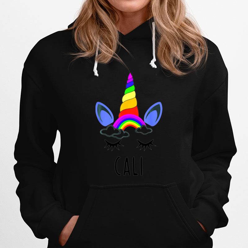 Cali Rainbow Unicorn Personalized Girls First Name Hoodie