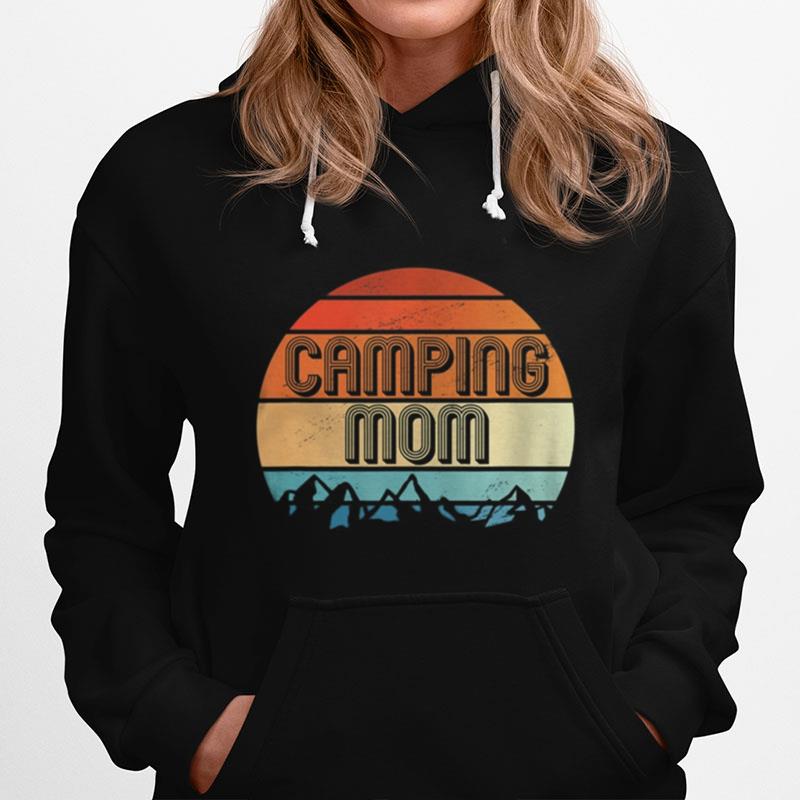 Camping Mom Retro Vintage Sunset Matching Family Couple Hoodie