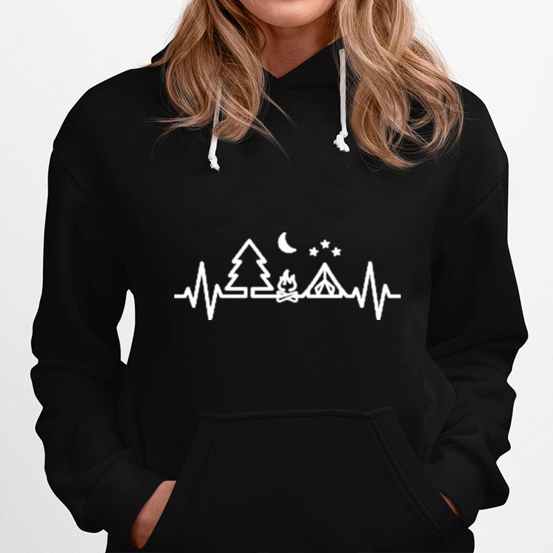Camping Outdoor Heartbeat Wildlife Nature Camper Hiking Hoodie
