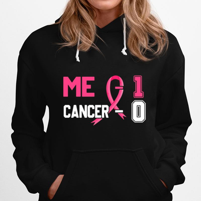 Cancer 0 Me 1 Pink Ribbon Breast Cancer Awareness Survivor Hoodie