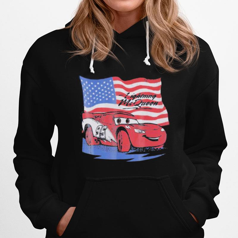 Car Lightning Mcqueen American Flag T-Shirt