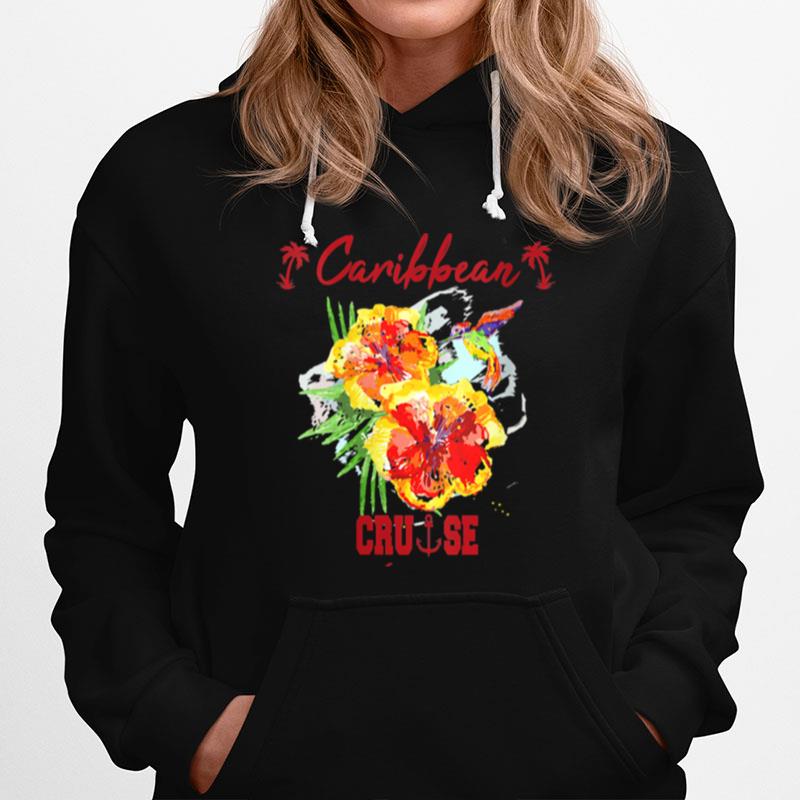 Caribbean Cruise Vibes Tropical Flowers Vacation Hoodie