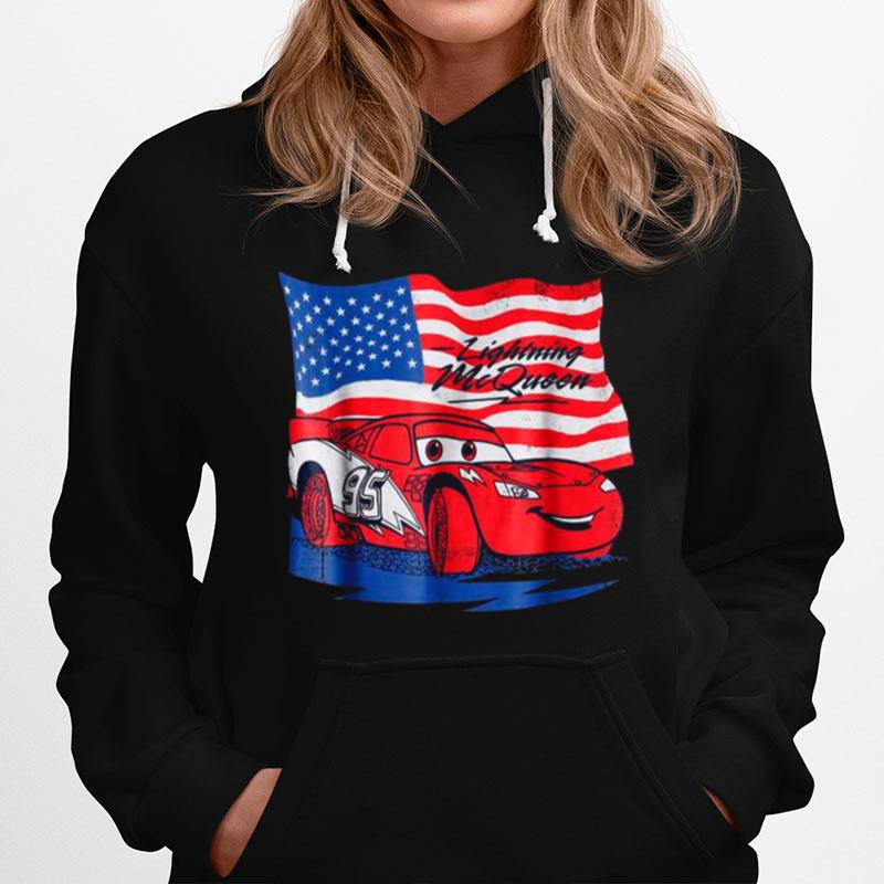 Cars Us Flag Lightning Mcqueen Retro Hoodie