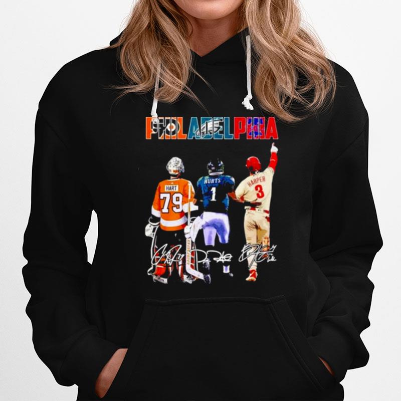 Carter Hart Jalen Hurts And Bryce Harper Philadelphia Signature Hoodie