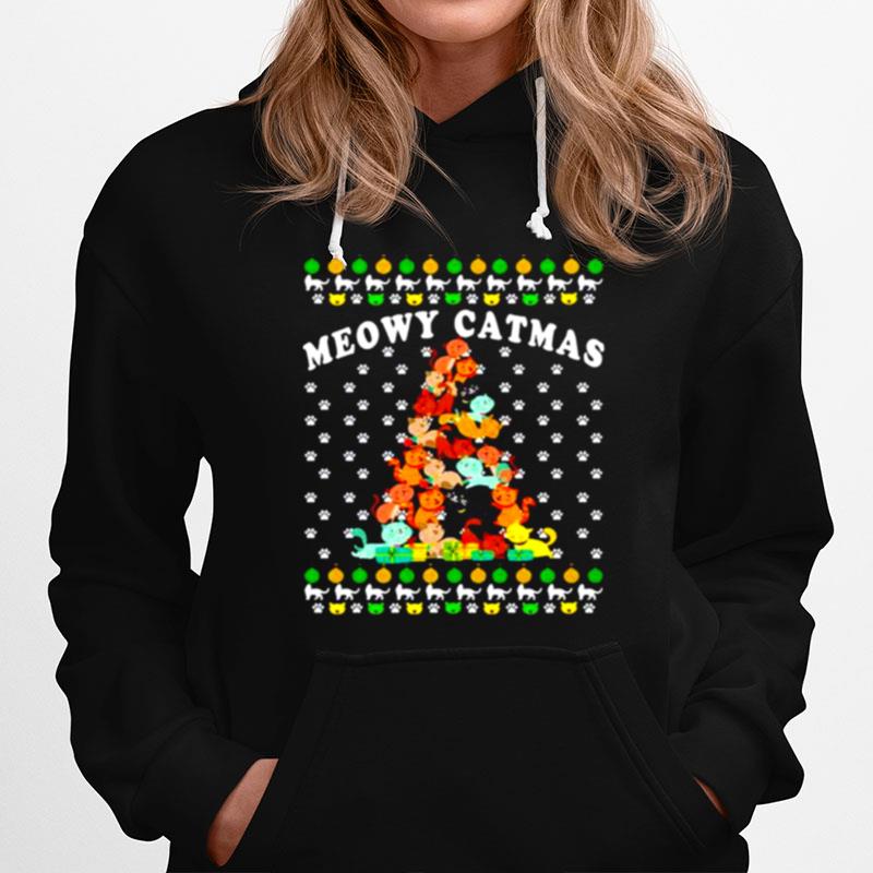 Cat Christmas Tree Meowy Catmas Hoodie