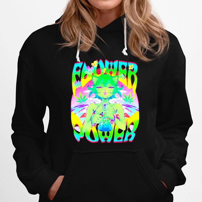 Cat Girl Smoking Weed Flower Power Hoodie