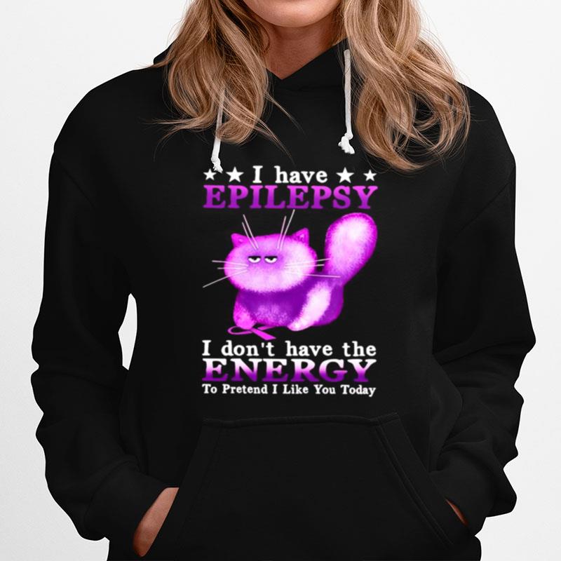 Cat I Have Epilepsy Awareness I Dont Have The Energy To Pretend I Like You Today Hoodie