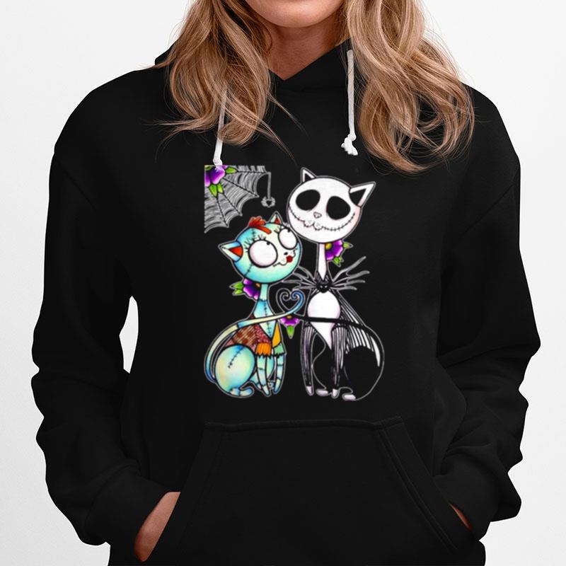 Cat Jack Skellington And Sally Skull Art Happy Halloween Hoodie