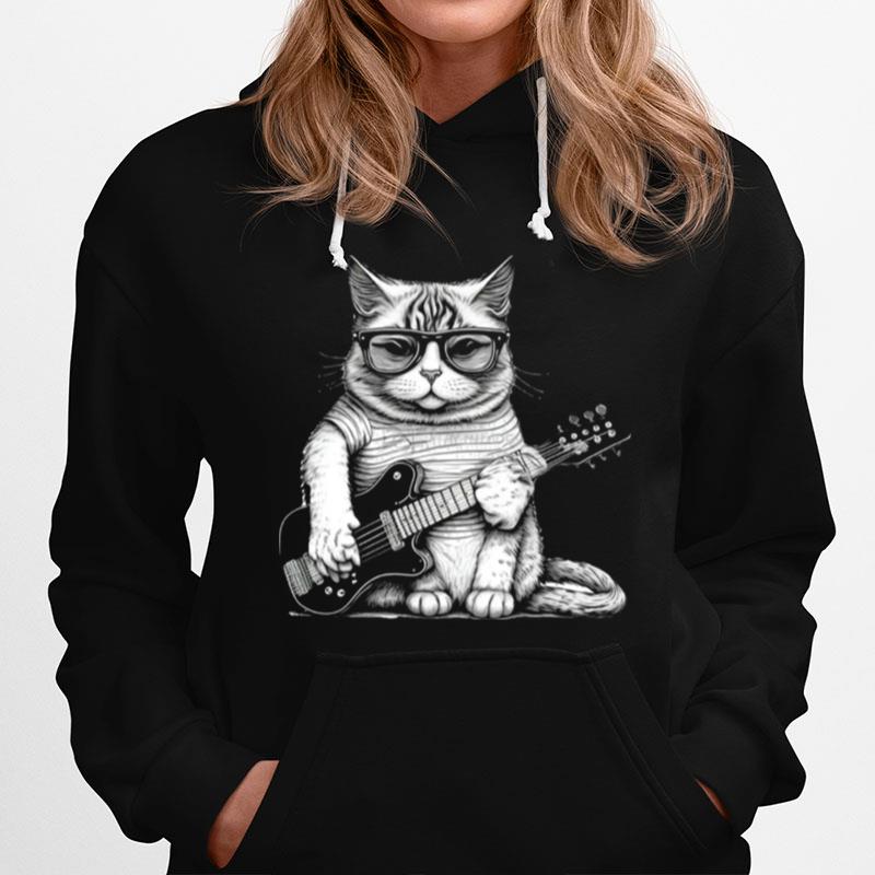 Cat Playing Guitar Sublimation Hoodie