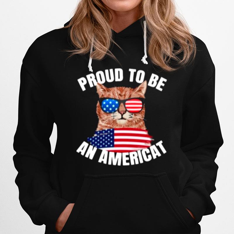 Cat Proud To Be An Americat Flag T-Shirt