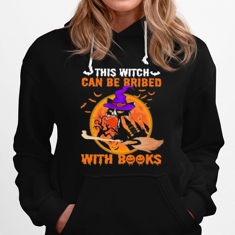 Cat Witch This Witch Can Be Bribed With Books Moon Hoodie