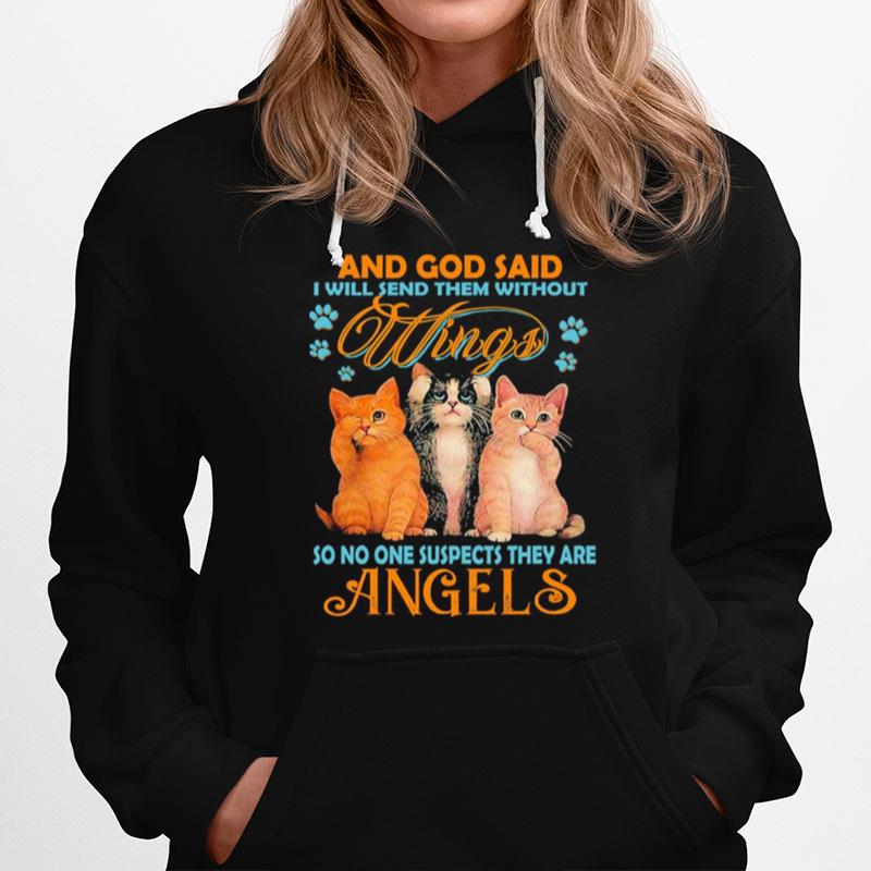 Cats And God Said I Will Send Them Without Wings So No One Suspects They Are Angels Hoodie