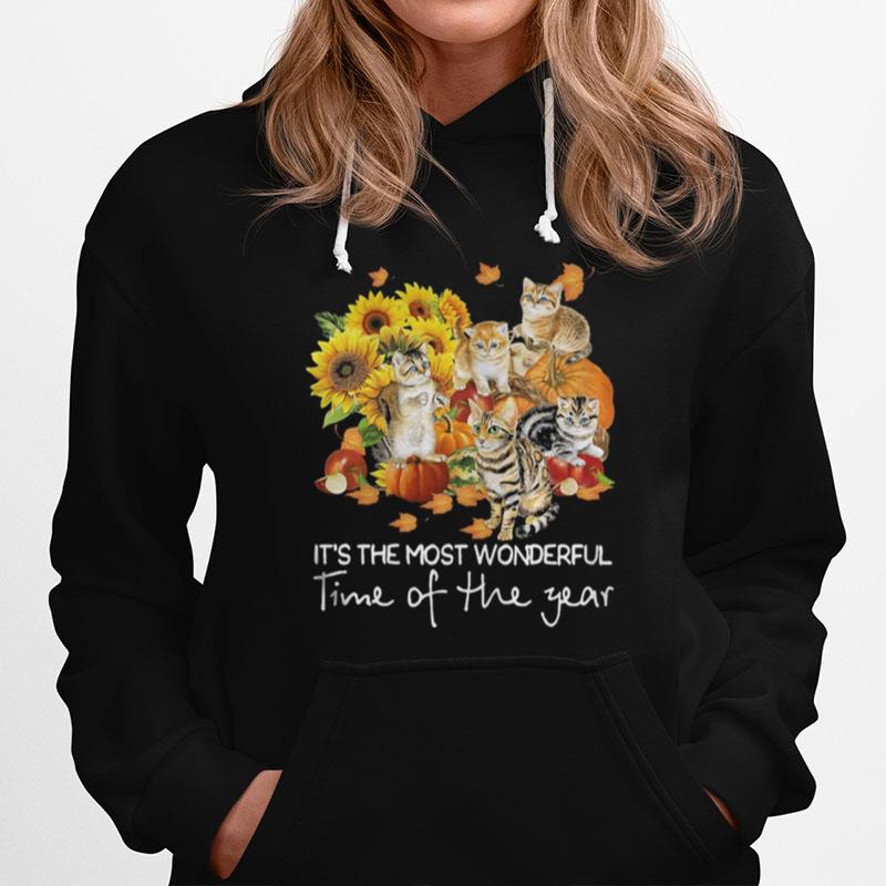 Cats Its The Most Wonderful Time Of The Year Sunflowers Leaves Tree Hoodie