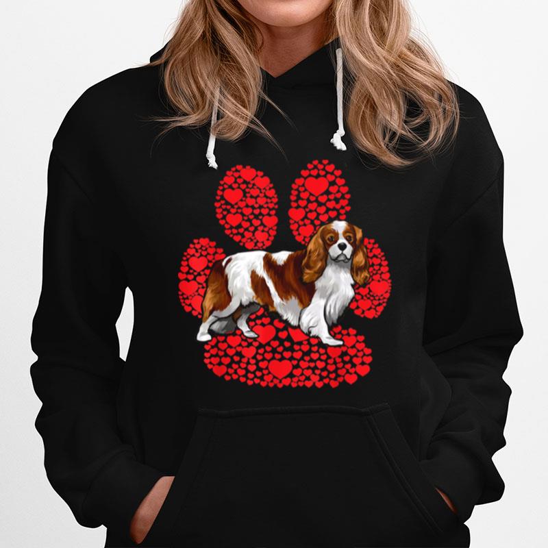 Cavalier King Charles Spaniel Valentines Day Dog Love Paw Hoodie