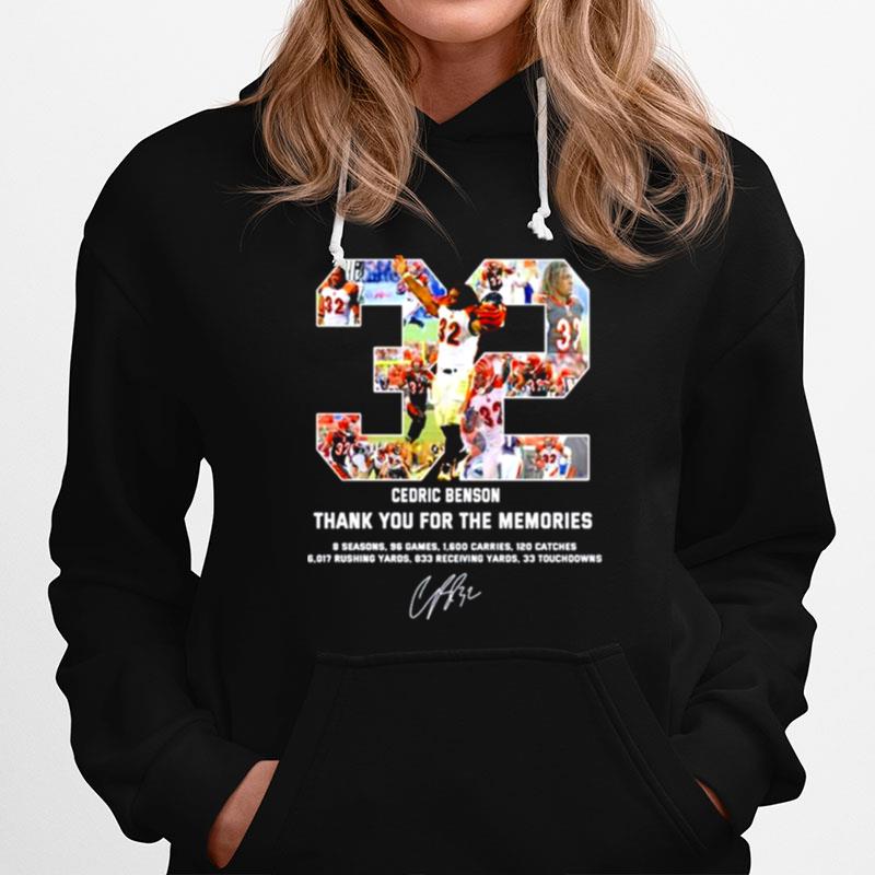 Cedric Benson 32 Thank You For The Memories Signture Hoodie