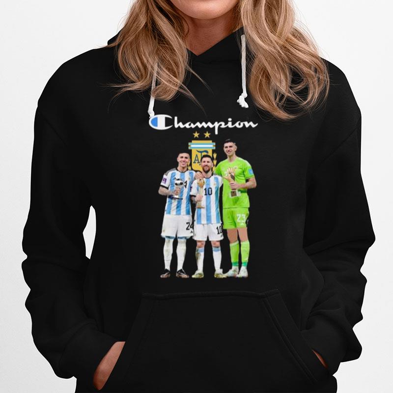 Champions Argentina Enzo Fernandez Lionel Messi Emiliano Martinez Hoodie