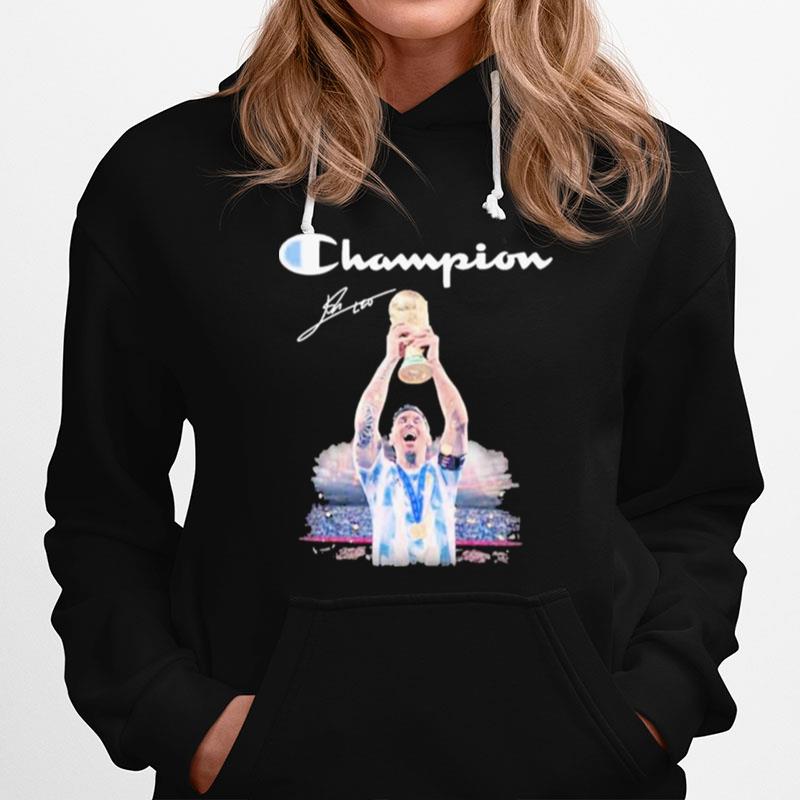 Champions Lionel Messi 2022 World Cup Signatures Hoodie
