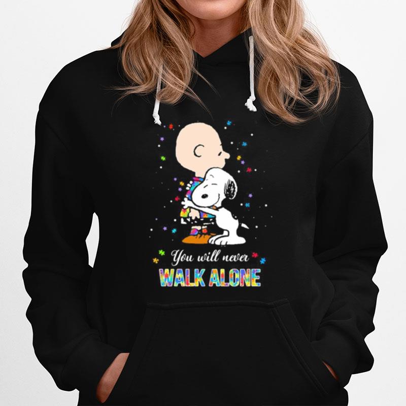 Charlie Brown And Snoopy Autism You Will Never Walk Alone T-Shirt