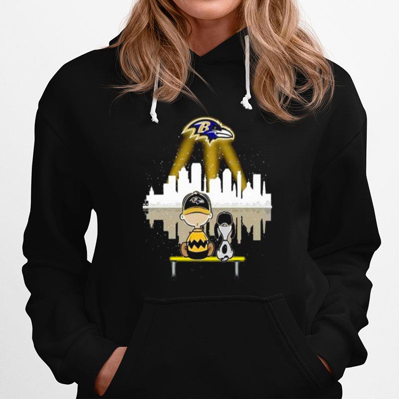 Charlie Brown And Snoopy Dog Watching City Baltimore Ravens Hoodie