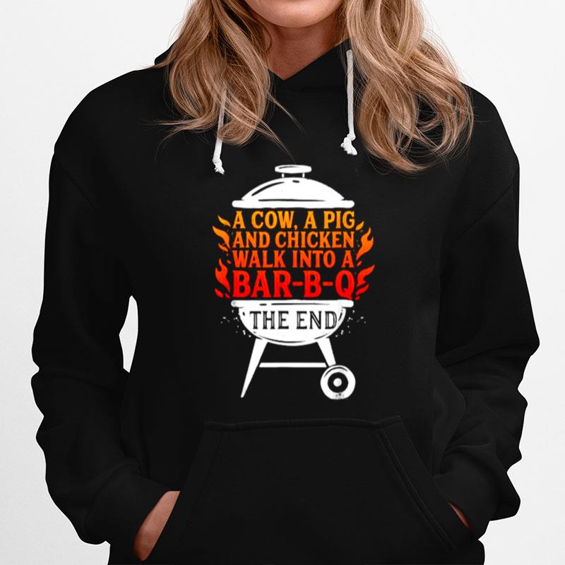 Chef A Cow A Pig And A Chicken Walk Into A Bbq Barbecue Hoodie