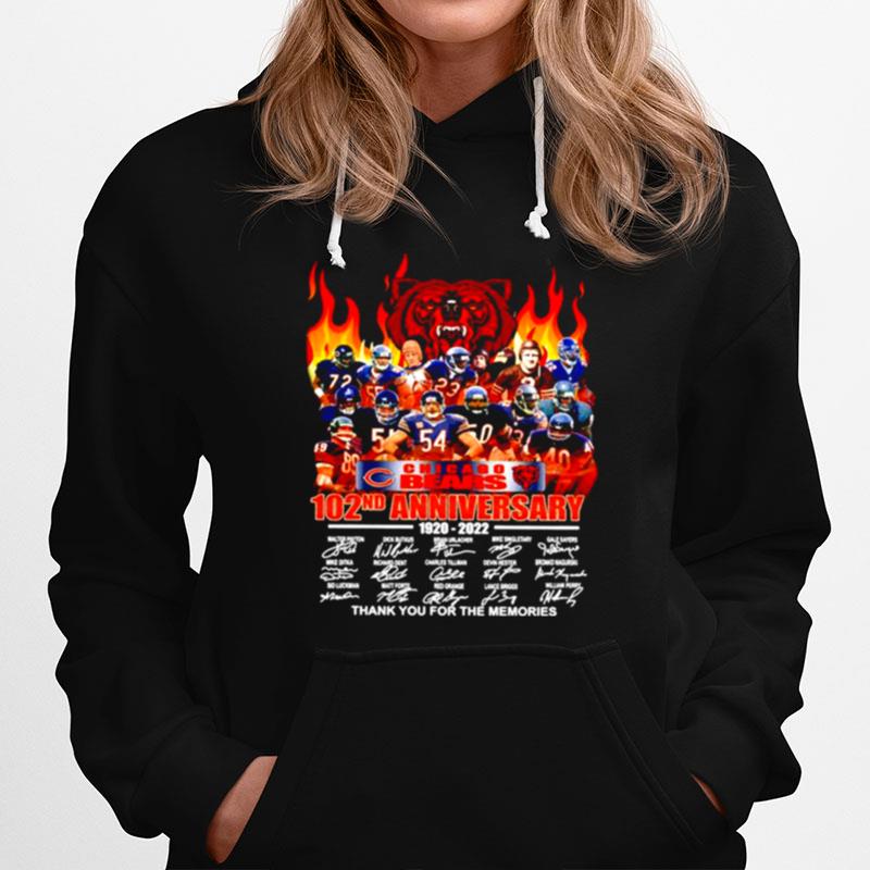 Chicago Bears 102Nd Anniversary 1920 2022 Signature Thank You For The Memories Hoodie