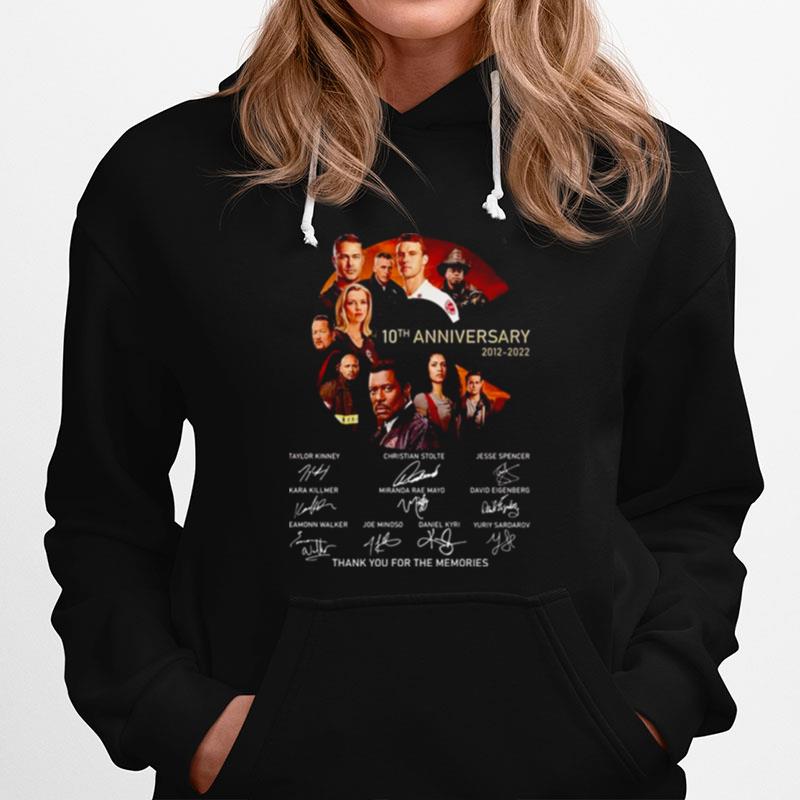 Chicago Fire 10Th Anniversary 2012 2022 Signatures Thank You For The Memories Hoodie