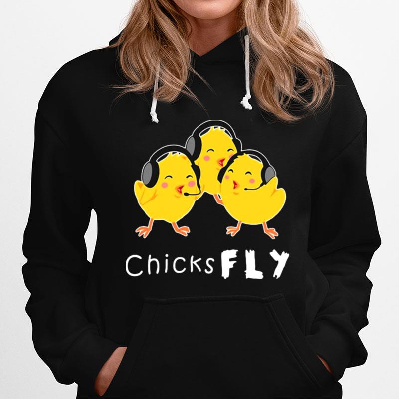 Chicks Fly Female Pilot Aviation Flying Plane Hoodie