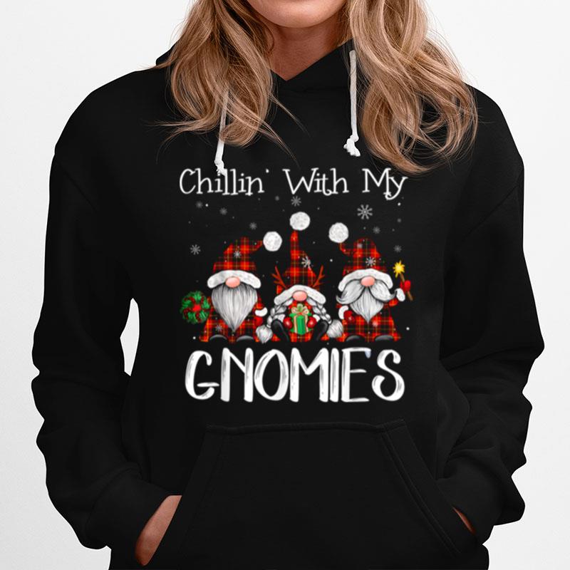 Chillin With My Gnomies Buffalo Red Plaid Christmas Gnome Hoodie